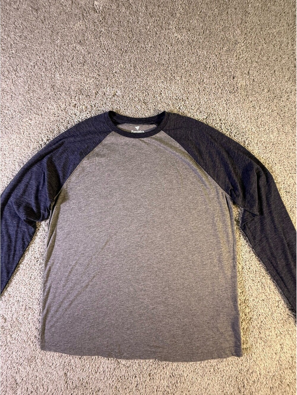 NWOT Fanatics Men’s Baseball T Shirt Long Sleeve Gray and Blue Size XL